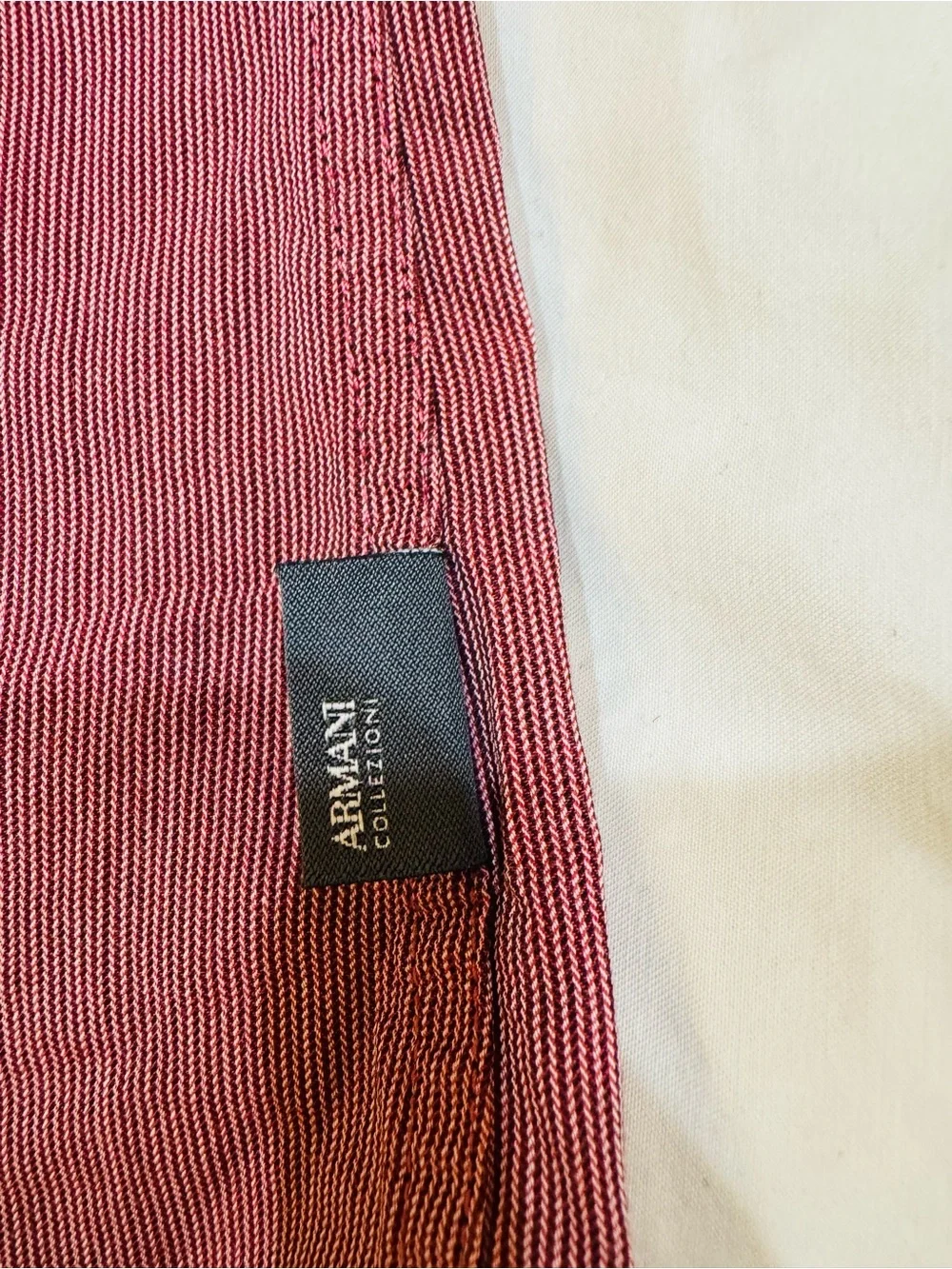 Armani Collezioni Men’s Red Micro Stripe Cotton Button Down Shirt Designer